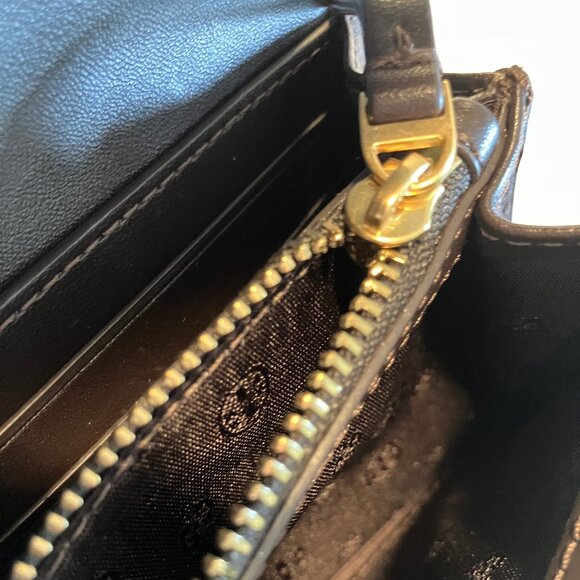 TORY BURCH Britten Woven Flap Wallet Wristlet - Deep Brown - Picture 11 of 15